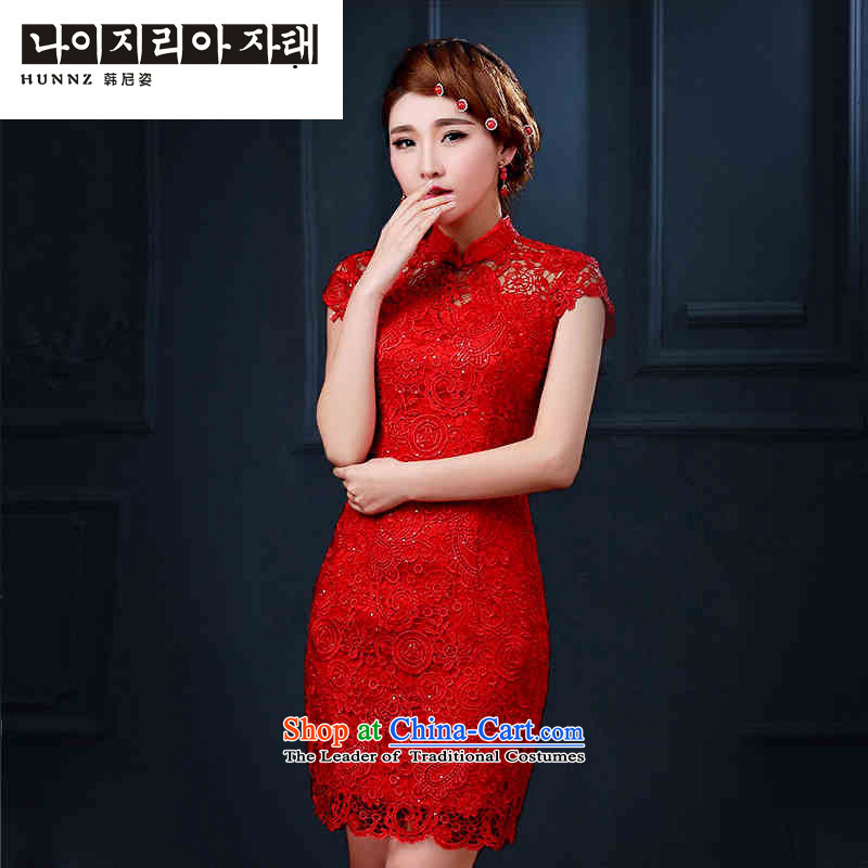 Name of the Korean-style New hannizi stylish Spring/Summer 2015 bride dress uniform retro qipao toasting champagne bows services of Korea Red XL, Gigi Lai (hannizi) , , , shopping on the Internet
