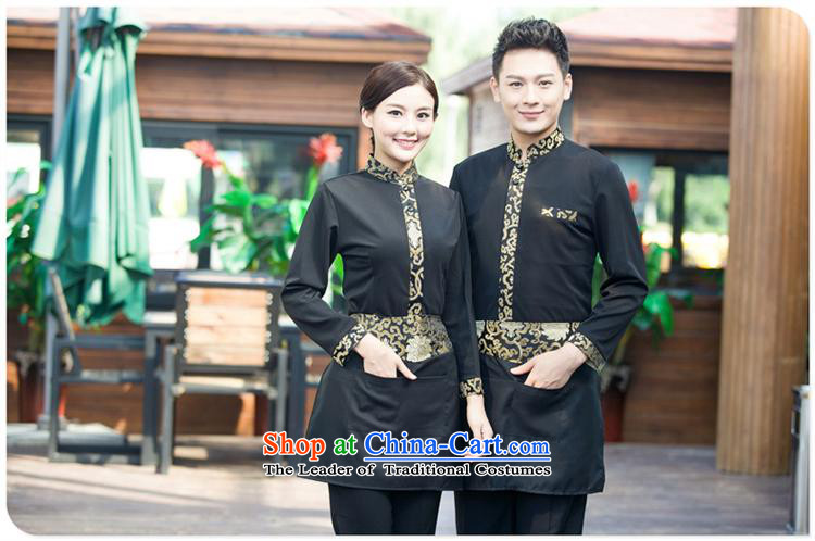 The hotel restaurant waiters Black Butterfly Workwear men Fall/Winter Collections long-sleeved Hot Pot Cafe with male red T-shirt + apron) (M picture, prices, brand platters! The elections are supplied in the national character of distribution, so action, buy now enjoy more preferential! As soon as possible.