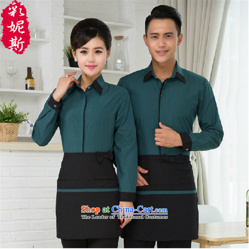 The Black Butterfly Hotel Western cafe waiters long-sleeved clothing hotel men and women of autumn and winter female red T-shirt + apron) (XL,A.J.BB,,, shopping on the Internet