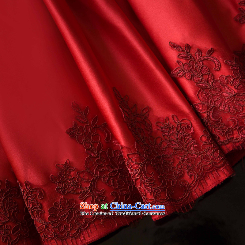 The TOCO new wine red marriages bows services of the word of the Dress Short shoulder evening dresses dresses 2015 summer back door onto wine red S,oco,,, shopping on the Internet