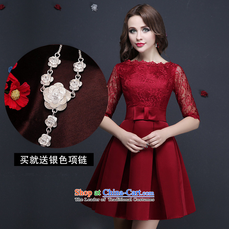 Name of lace bows services hannizi 2015 new spring and summer bridal dresses Korean word   shoulder dress wine red , L, Korea, Gigi Lai (hannizi) , , , shopping on the Internet