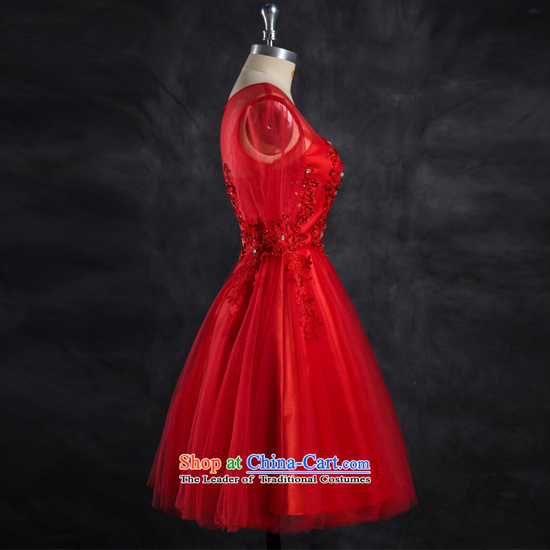 The new bride OCO2015 summer load marriage wedding dress moderator dress lace short, bows to female Diamond red L,oco,,, shopping on the Internet
