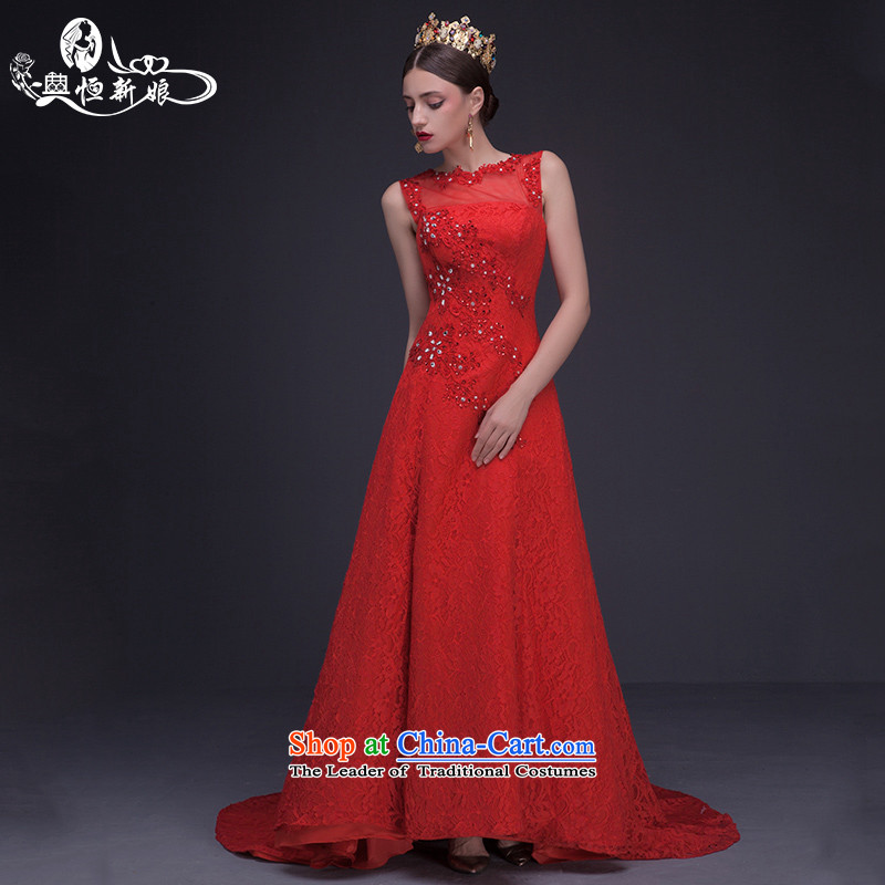 Noritsune bride long gown 2015 new summer red lace tail evening dresses video thin marriage bows services new products for the pre-sale of fine custom red , L, noritsune bride shopping on the Internet has been pressed.