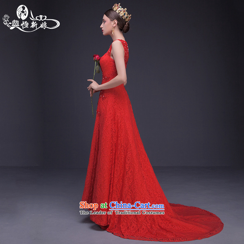 Noritsune bride long gown 2015 new summer red lace tail evening dresses video thin marriage bows services new products for the pre-sale of fine custom red , L, noritsune bride shopping on the Internet has been pressed.