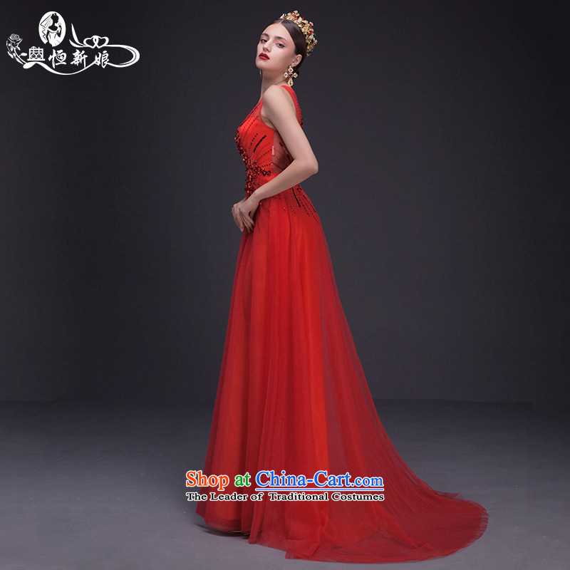 Noritsune bride 2015 new stylish evening dress marriage deep VA before small trailing marriages red dress new pre-sale fine custom red , L, noritsune bride shopping on the Internet has been pressed.
