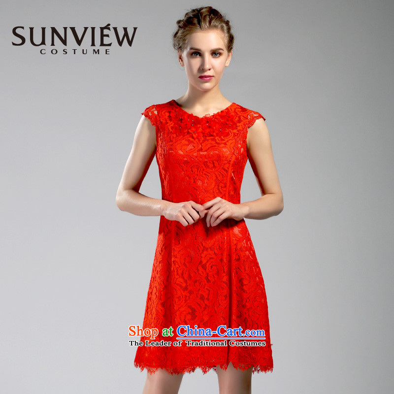 Yet some brands SUNVIEW_ women in summer and autumn the new bride with Sau San lace sleeveless wedding dresses SE0IL037 01 red 44_175_XL Watermelon