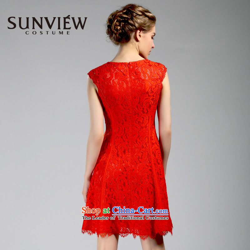 Yet some brands SUNVIEW/ women in summer and autumn the new bride with Sau San lace sleeveless wedding dresses SE0IL037 01 red 44/175/XL,SUNVIEW watermelon COSTUEM,,, shopping on the Internet
