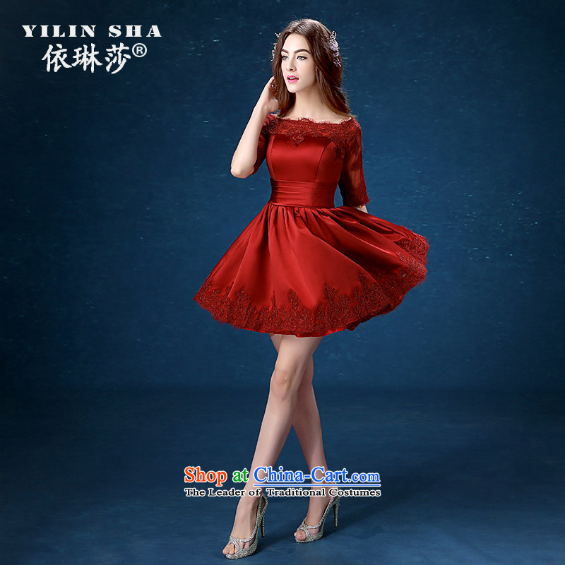 The bride bows service stylish Sau San wine red will the new 2015 Summer Wedding banquet dinner dressS