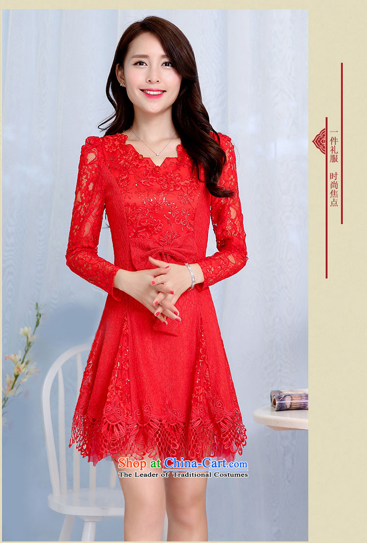 The Advisory Committee in the autumn of 2015, the new Korean long-sleeved Pullover short skirt lace evening dress marriages service short skirts bridesmaid dress HSZM1527D RED L picture, prices, brand platters! The elections are supplied in the national character of distribution, so action, buy now enjoy more preferential! As soon as possible.