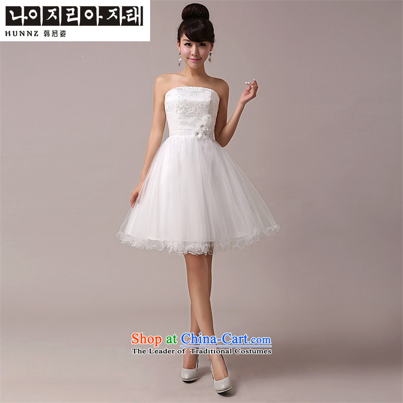 Name of the bows services bridesmaid hannizi new stylish 2015 Spring_Summer bride dress anointed chest lace white dress XXL