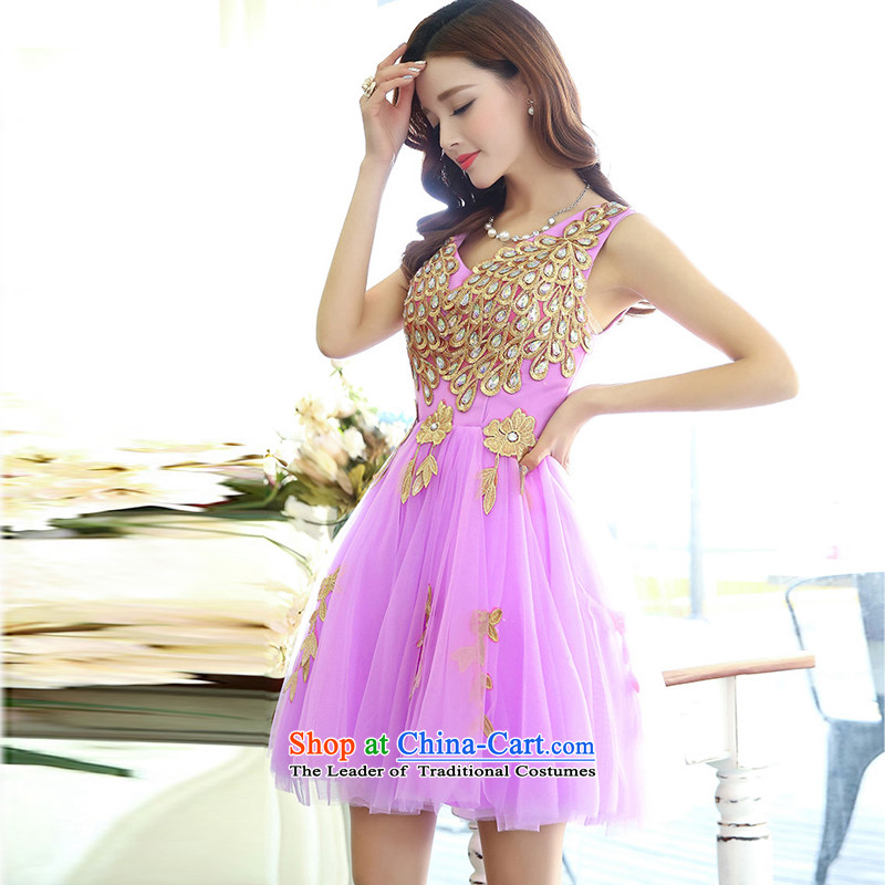 The Yin Yin snow fall 2015 new stylish anointed chest lace Sau San marriages bows services white strap evening dress short skirt HSZM1517 purple , L, Yin Yin and snow yinyinmuxue () , , , shopping on the Internet
