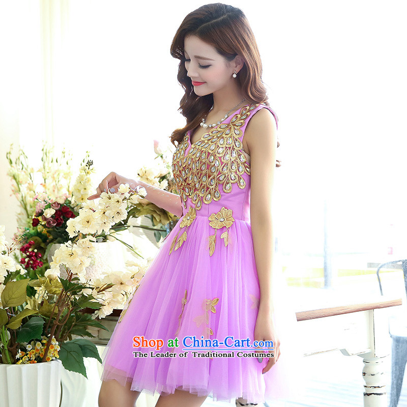 The Yin Yin snow fall 2015 new stylish anointed chest lace Sau San marriages bows services white strap evening dress short skirt HSZM1517 purple , L, Yin Yin and snow yinyinmuxue () , , , shopping on the Internet