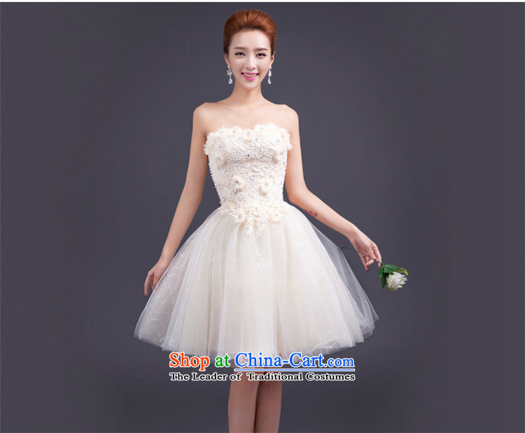 Name of the new 2015 hannizi spring and summer Korean bon bon skirt bride wedding dress bows and short of chest services champagne color S picture, prices, brand platters! The elections are supplied in the national character of distribution, so action, buy now enjoy more preferential! As soon as possible.