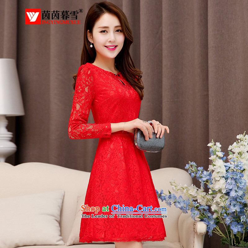 The Yin Yin snow 2015 new bridesmaid dresses wedding dress marriage bows services wedding night wear skirts?HSZM1526 replacing?red?XXL Bride
