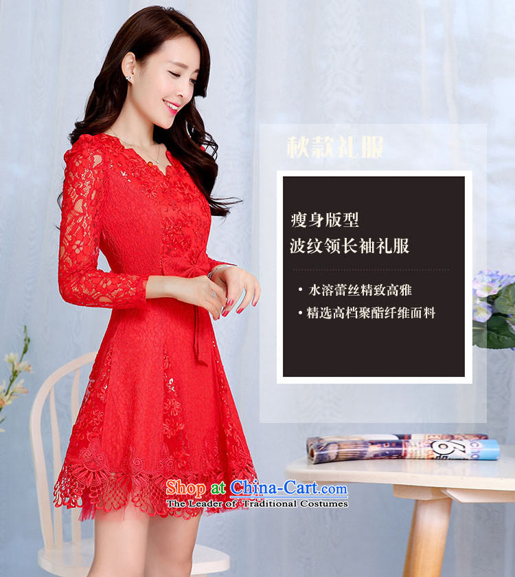 The Yin Yin snow fall 2015 New Korea long-sleeved Pullover short skirt lace evening dress marriages service short skirts bridesmaid dress HSZM1527D RED L picture, prices, brand platters! The elections are supplied in the national character of distribution, so action, buy now enjoy more preferential! As soon as possible.