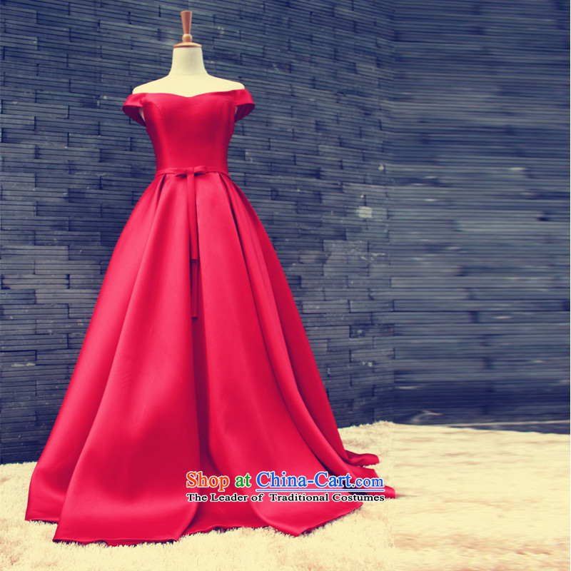 The TOCO high-end Custom Word 2015 new shoulder red satin marriages bows service of the late fall in the Summer Wedding dress female red L,oco,,, shopping on the Internet