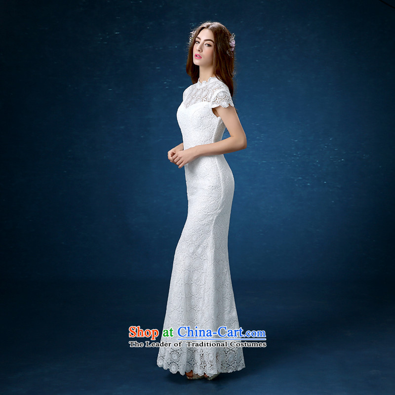 According to Lin Sha evening dresses new autumn 2015 Korean brides bows serving long tail, white marriage cheongsam dress Sau San autumn tailored customer service, in accordance with the Advisory Lin Sha , , , shopping on the Internet