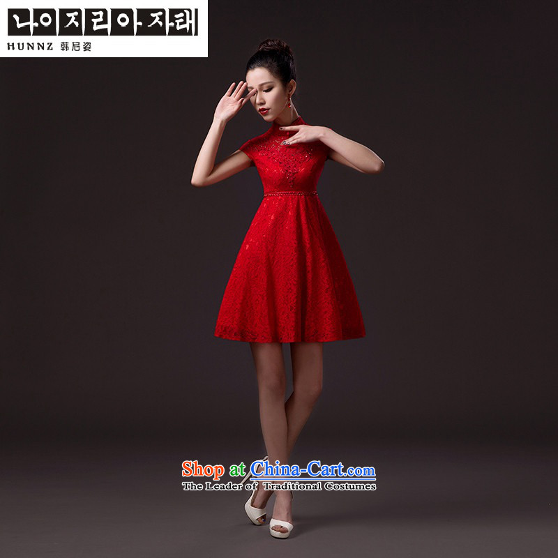 Name of the bows services 2015 hannizi new Korean fashion lace bride wedding dress banquet evening dresses , Korea Red XXL, Gigi Lai (hannizi) , , , shopping on the Internet