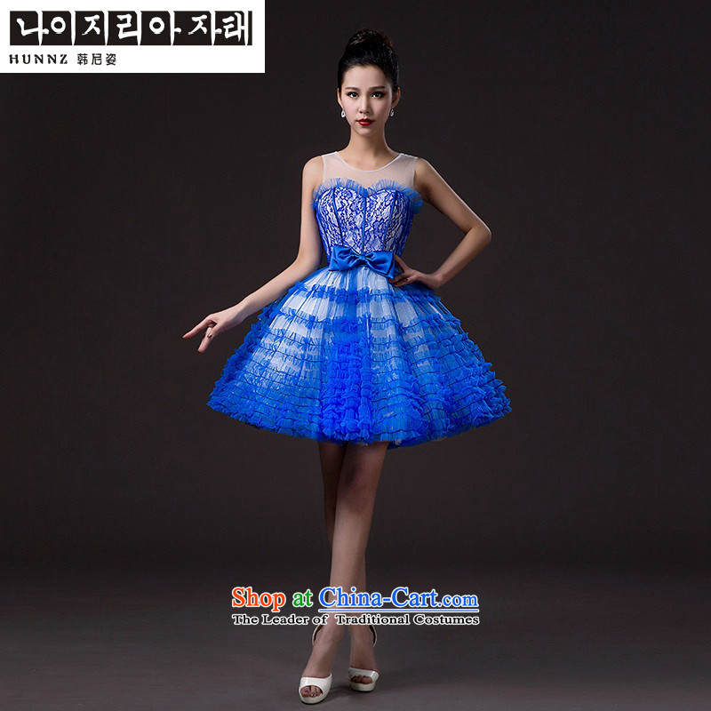 Name of the new 2015 hannizi spring and summer straps bride wedding dress bows bridesmaid services services trendy code of Korea S, royal blue Gigi Lai (hannizi) , , , shopping on the Internet
