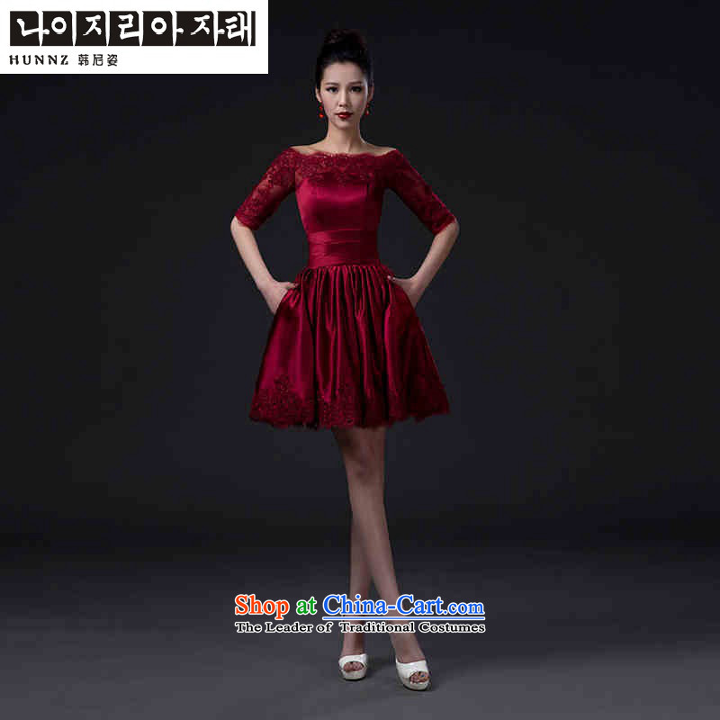 Name of products bridesmaid services 2015 hannizi new Summer Wine red bride wedding dress evening dresses large thin graphics wine red S