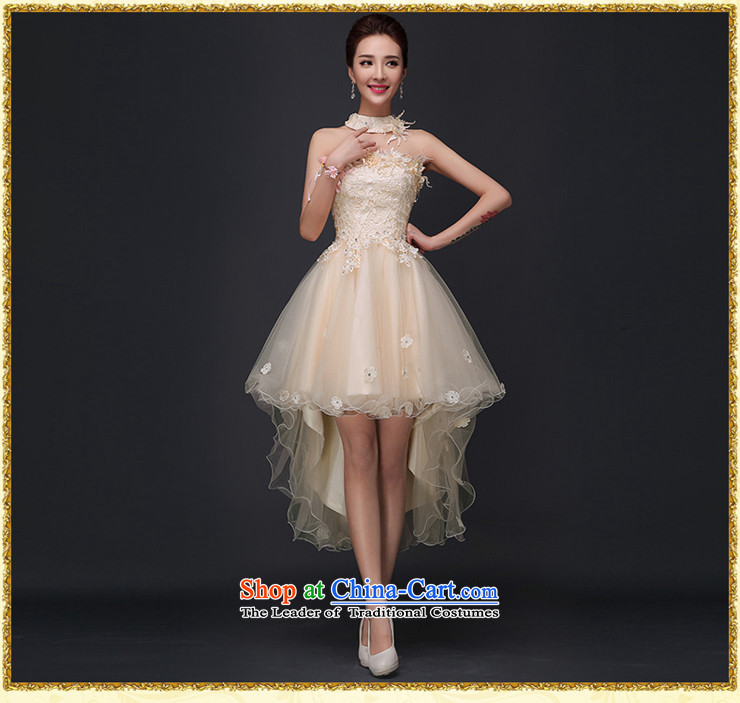 The new summer 2015 Dress Short long after the former anointed chest shortage of bride bridesmaid bows to female sister married evening dresses betrothal small skirt pleasant bride champagne color S picture, prices, brand platters! The elections are supplied in the national character of distribution, so action, buy now enjoy more preferential! As soon as possible.