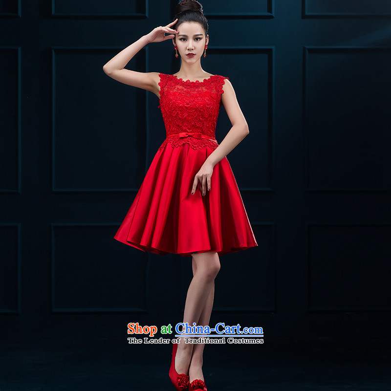 The bride small dress new 2015 lace video thin red short of bows to marry her dress the lift mast Services Mr Ronald Female Red M,oco,,, shopping on the Internet