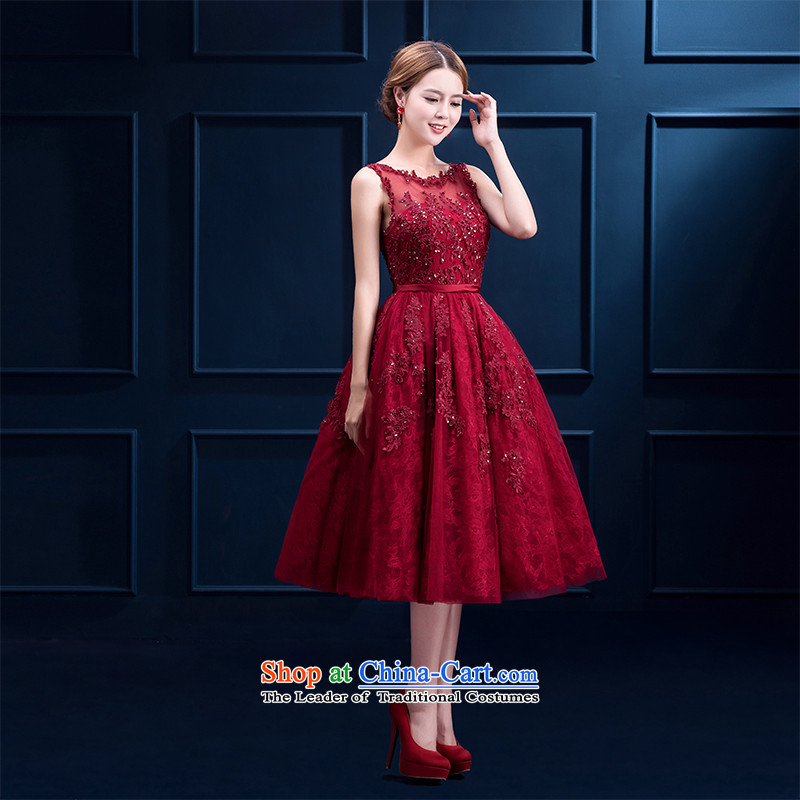 However service new summer 2015 red lace in long banquet bows dress marriages lace red dress video thin wine red Sau San M,oco,,, shopping on the Internet
