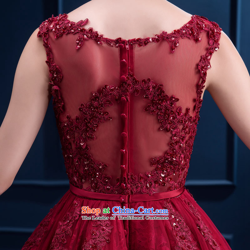 However service new summer 2015 red lace in long banquet bows dress marriages lace red dress video thin wine red Sau San M,oco,,, shopping on the Internet