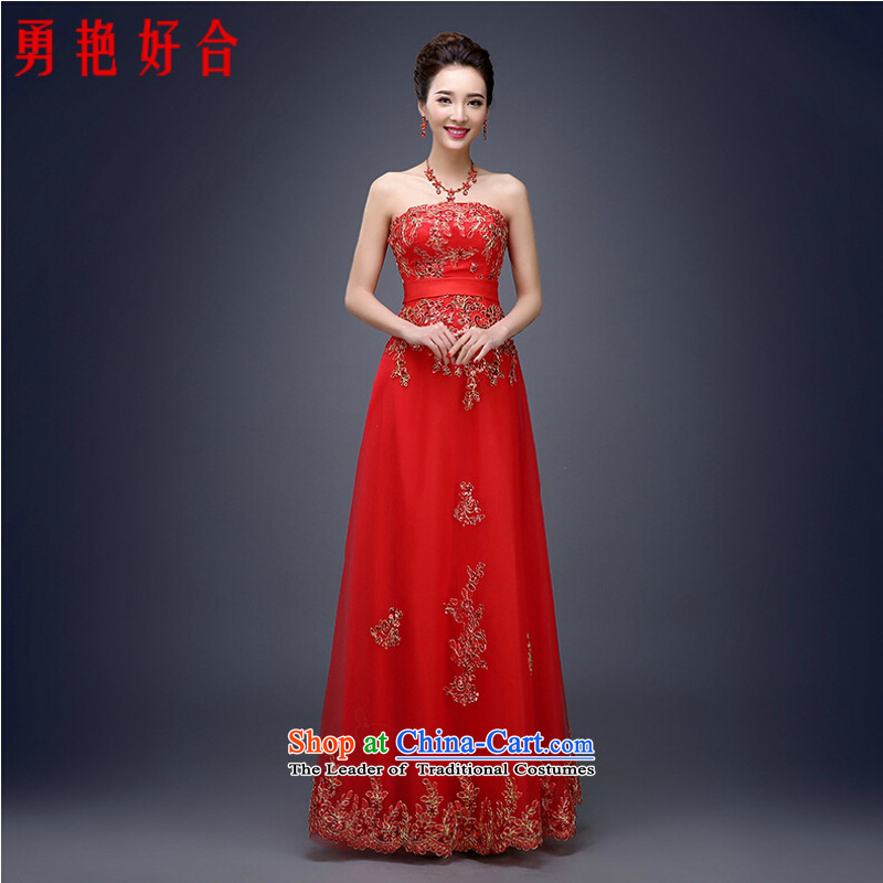 Yong-yeon and 2015 new bride bows Services Mr Ronald long wedding Wedding Dress Short, wipe the chest evening dresses Sau San red female red circle collar short, M, Yong-yeon and shopping on the Internet has been pressed.