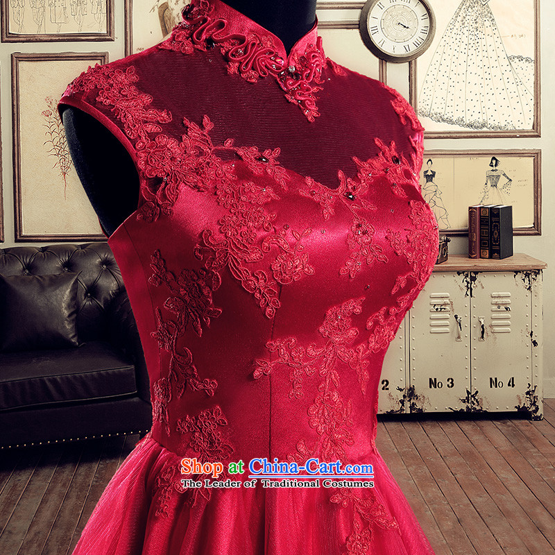   The summer and autumn of 2015, the bride services summer short of bows new wedding dresses shoulder the Word 2267 Red made 25 days shipment, a bride shopping on the Internet has been pressed.