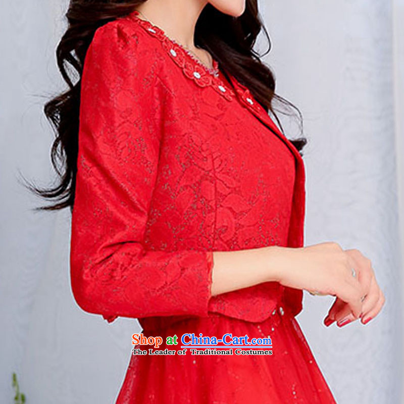 Pribram-three in autumn autumn bridal dresses two kits short, red bows services for larger Sau San lace dresses of the red autumn XXL, pubuqiu (shopping on the Internet has been pressed.)
