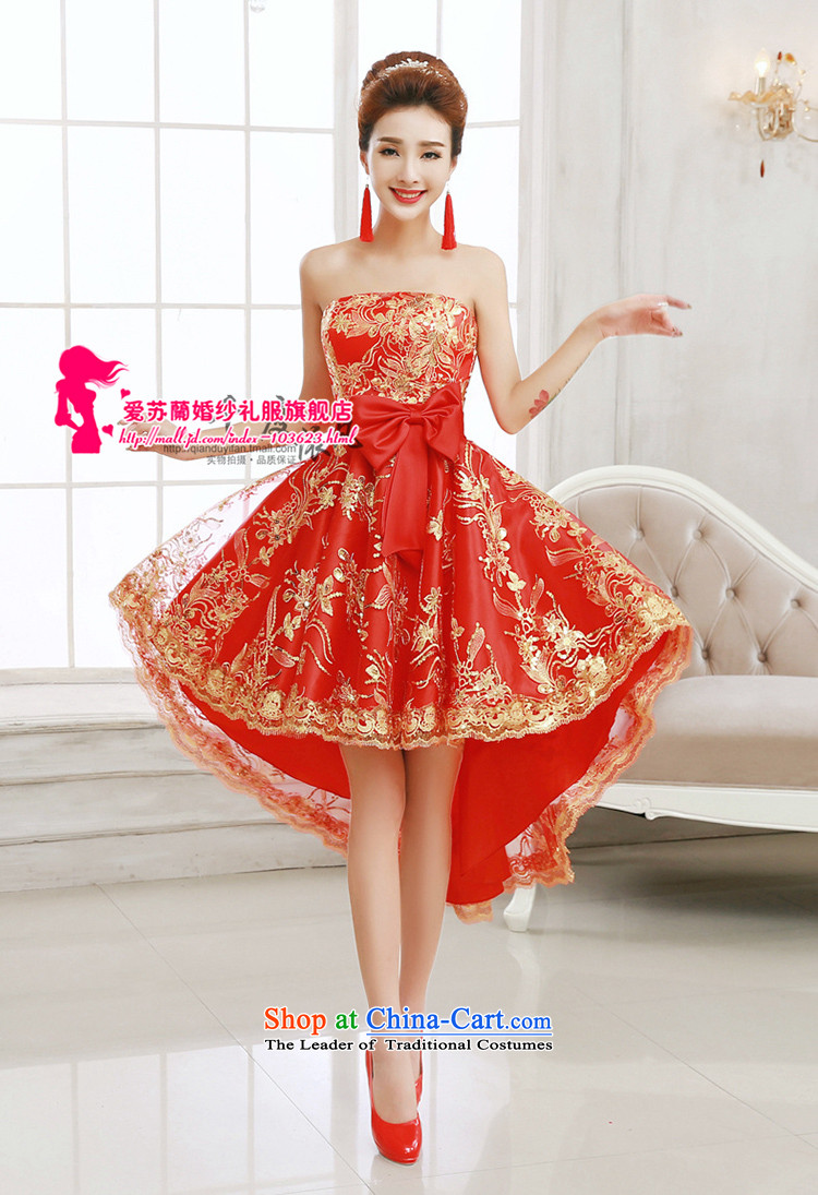 Su-lan, bride love Dress Short long after the former slender legs bows dress red dress will stage a bride dress red shoulder, Red single shoulder, XXL picture, prices, brand platters! The elections are supplied in the national character of distribution, so action, buy now enjoy more preferential! As soon as possible.