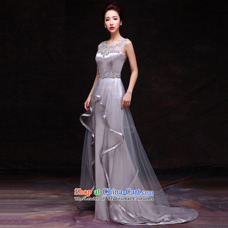 Time Syrian word diamond shoulder tail wedding dresses long bows Service Bridal temperament new 2015 Autumn Red Dress Show Girls Sau San Light Gray XXL, time Syrian shopping on the Internet has been pressed.