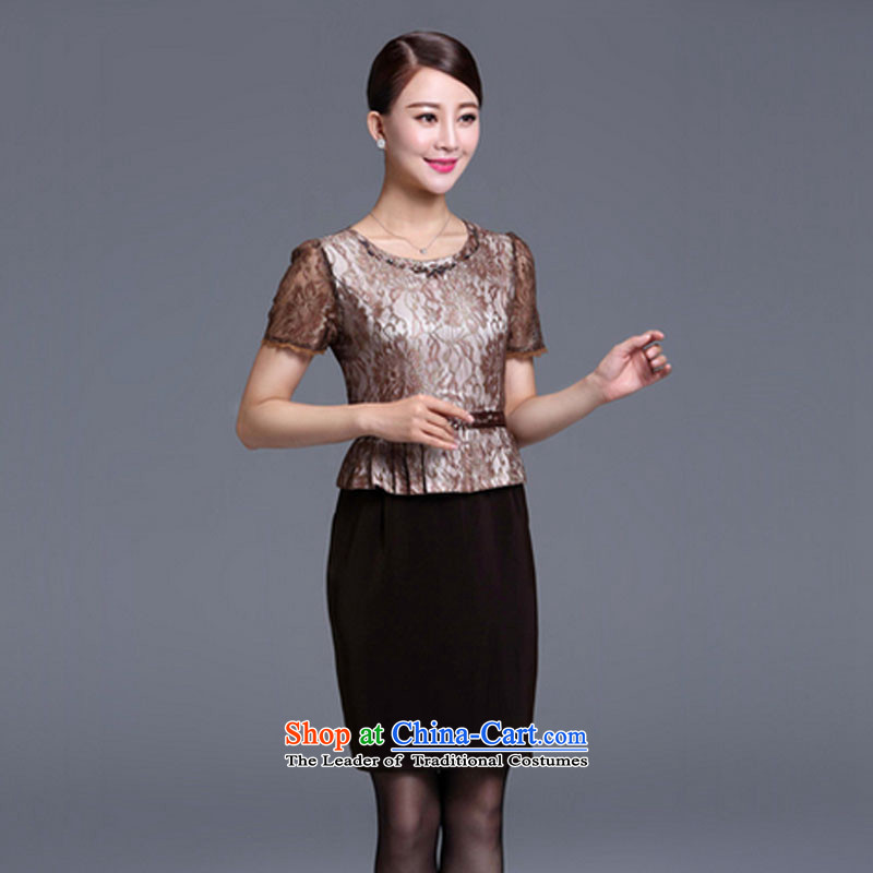 Leung Pui Connie 2015 autumn and winter in the new large older women's wedding dresses mother replacing dresses two kit Y9687 picture color M Leung Pui Ni (FABENE) , , , shopping on the Internet