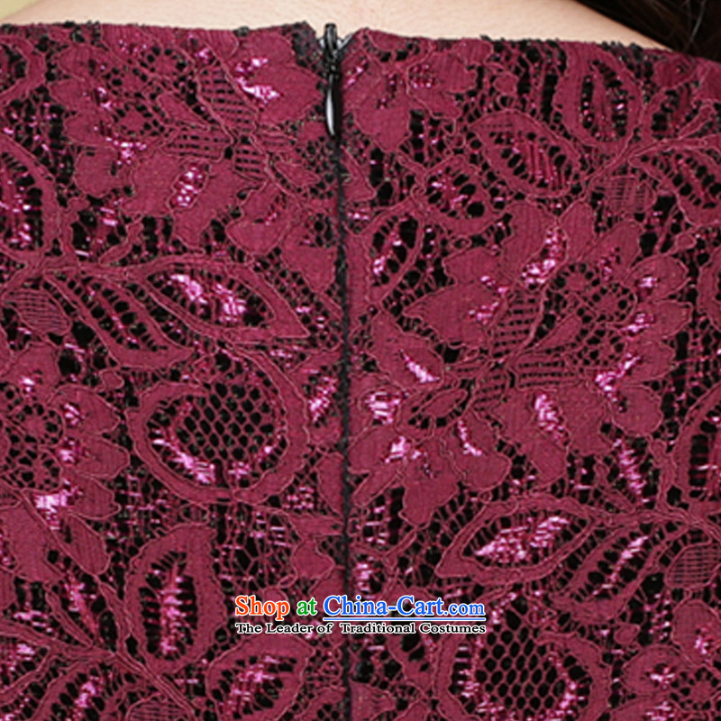 Mrs Ure autumn 2015 Installed Kosovo new women's body graphics thin temperament decorated 9 cuff lace dresses dark purple XL, 8130 Kosovo woxi Lucy () , , , shopping on the Internet