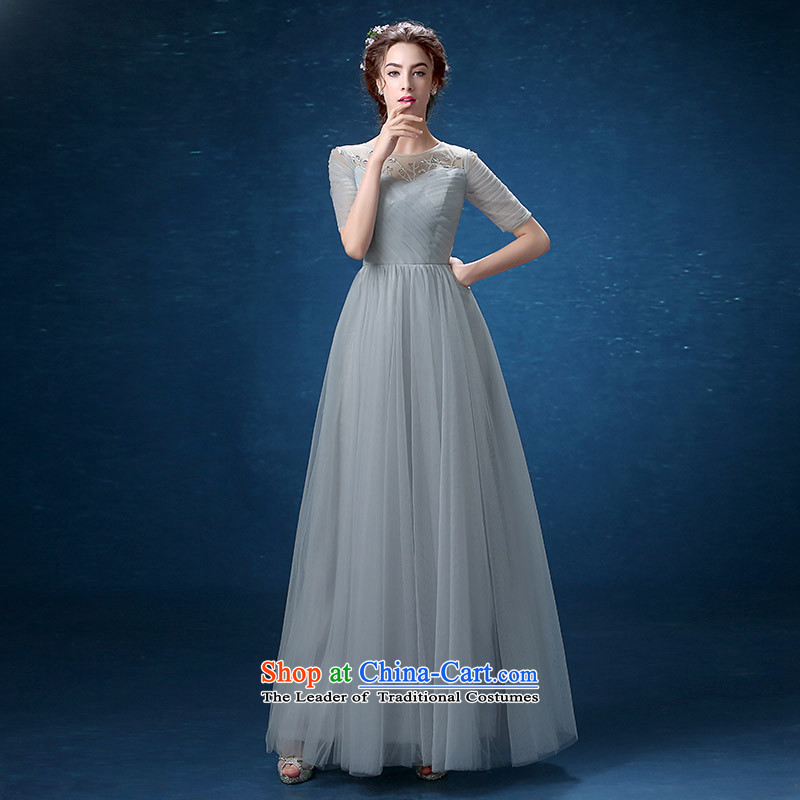 Banquet dinner dress 2015 new summer word gray shoulder length) Ms. Sau San moderator dress long skirt thin S, according to Lin Hsien sa shopping on the Internet has been pressed.