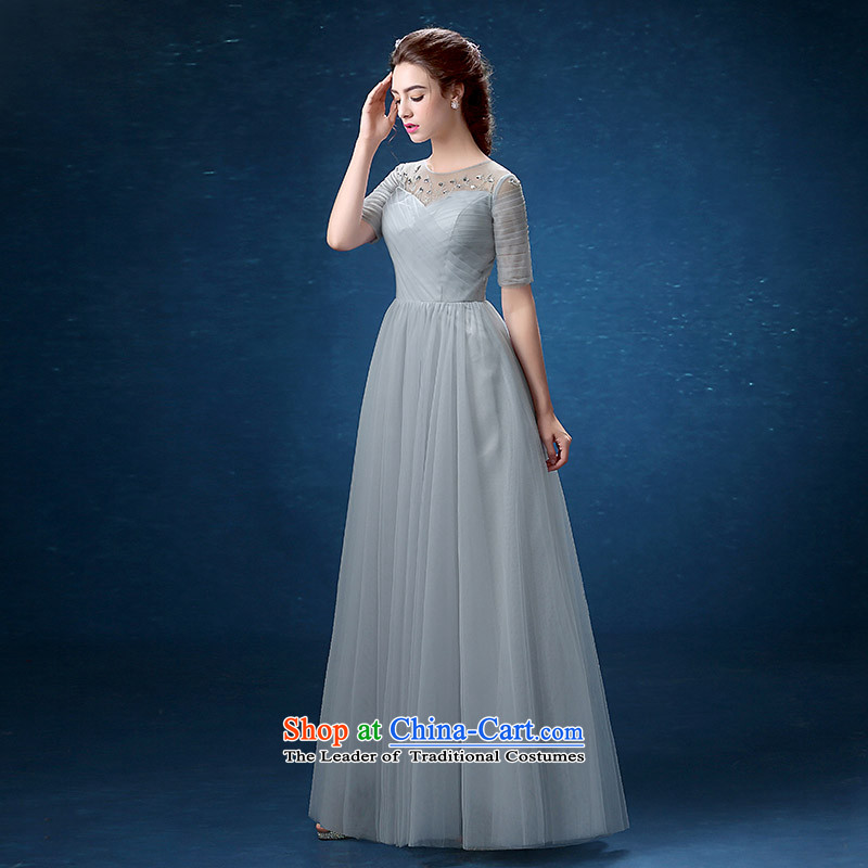 Banquet dinner dress 2015 new summer word gray shoulder length) Ms. Sau San moderator dress long skirt thin S, according to Lin Hsien sa shopping on the Internet has been pressed.
