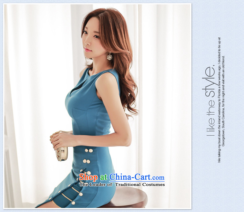 New in summer 2015, the Korean version of the female sex and the elegant aristocratic package and dresses sleeveless dress long skirt female blue (Picture) L picture, prices, brand platters! The elections are supplied in the national character of distribution, so action, buy now enjoy more preferential! As soon as possible.