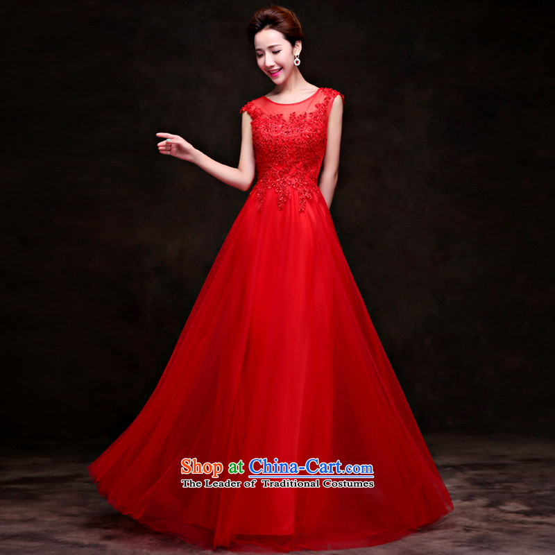 Wedding dress 2015 new bride autumn and winter clothing marriage banquet dresses bows Korean lace dress Red slotted shoulder dress Sau San dress red advanced customization, yarn edge Lily , , , shopping on the Internet