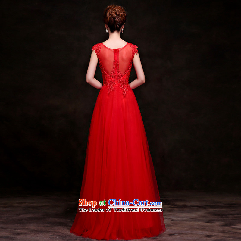 Wedding dress 2015 new bride autumn and winter clothing marriage banquet dresses bows Korean lace dress Red slotted shoulder dress Sau San dress red advanced customization, yarn edge Lily , , , shopping on the Internet