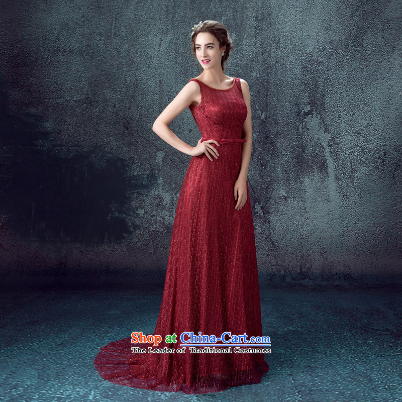 According to Lin Sha 2015 new long wine red Korean version thin bows services shoulders upscale marriages small trailing autumn evening dress dark red tailored customer service, in accordance with the Advisory Lin Sha , , , shopping on the Internet