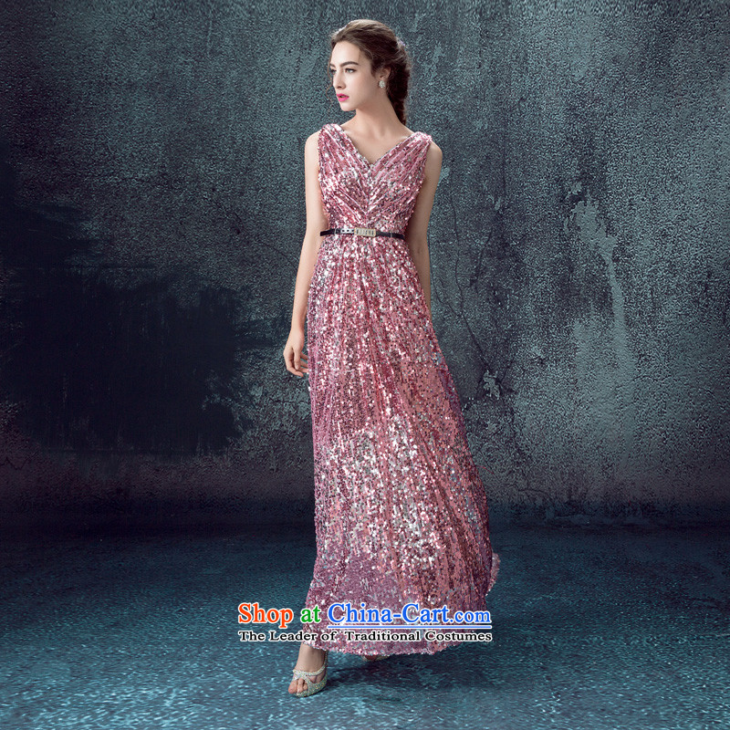 According to Lin Sa 2015 Pink dresses V-Neck long gown bridesmaid evening dress uniform banquet style dresses bows pink tailored customer service, in accordance with the Advisory Lin Sha , , , shopping on the Internet