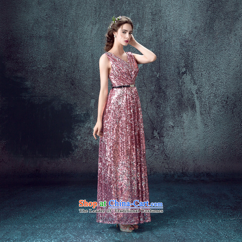 According to Lin Sa 2015 Pink dresses V-Neck long gown bridesmaid evening dress uniform banquet style dresses bows pink tailored customer service, in accordance with the Advisory Lin Sha , , , shopping on the Internet