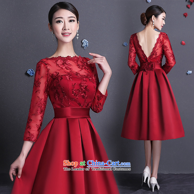 Name of the new 2015 hannizi spring and summer Korean word stylish shoulder 7 cuff bride wedding dress bows services wine red , L, Korea, Gigi Lai (hannizi) , , , shopping on the Internet