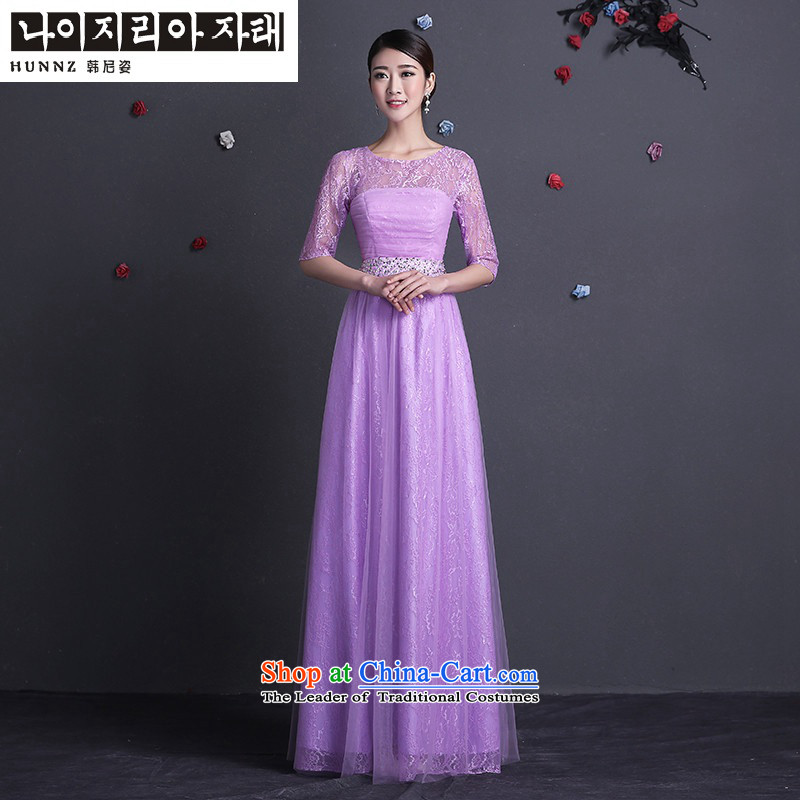 Name of the bows services 2015 new hannizi stylish upmarket bride wedding dress long banquet dinner dress and Korea S, purple Gigi Lai (hannizi) , , , shopping on the Internet