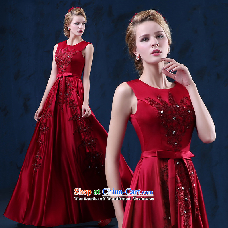 The TOCO bows services in the summer of 2015, long new marriages upscale shoulders video thin wine red banquet evening dresses wine red S,oco,,, shopping on the Internet