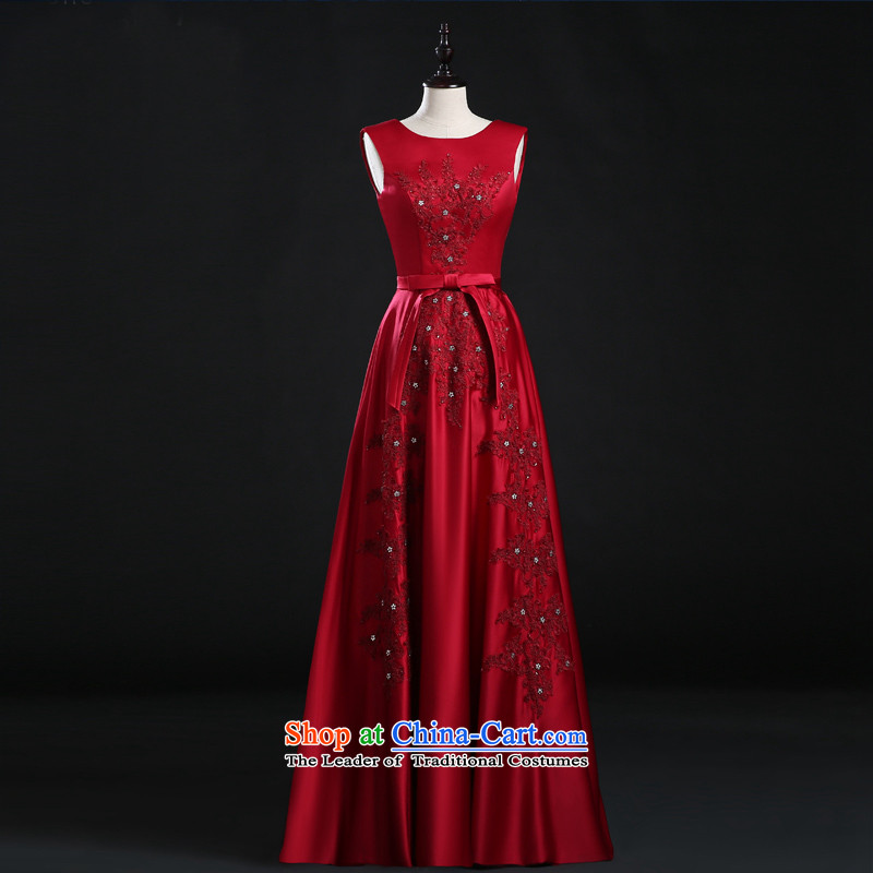 The TOCO bows services in the summer of 2015, long new marriages upscale shoulders video thin wine red banquet evening dresses wine red S,oco,,, shopping on the Internet