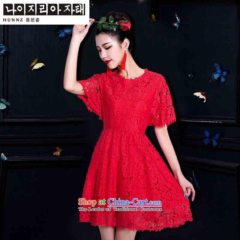 Name of large 2015 hannizi Sau San trendy new stylish bride wedding dress banquet dinner dress the spring and summer of Korea Red M, Gigi Lai (hannizi) , , , shopping on the Internet