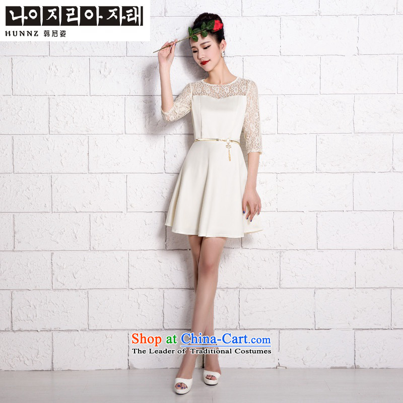 Name of the new 2015 hannizi Korean brides wedding dress short summer stylish evening dress bows service banquet white lace S, Korea, Gigi Lai (hannizi) , , , shopping on the Internet