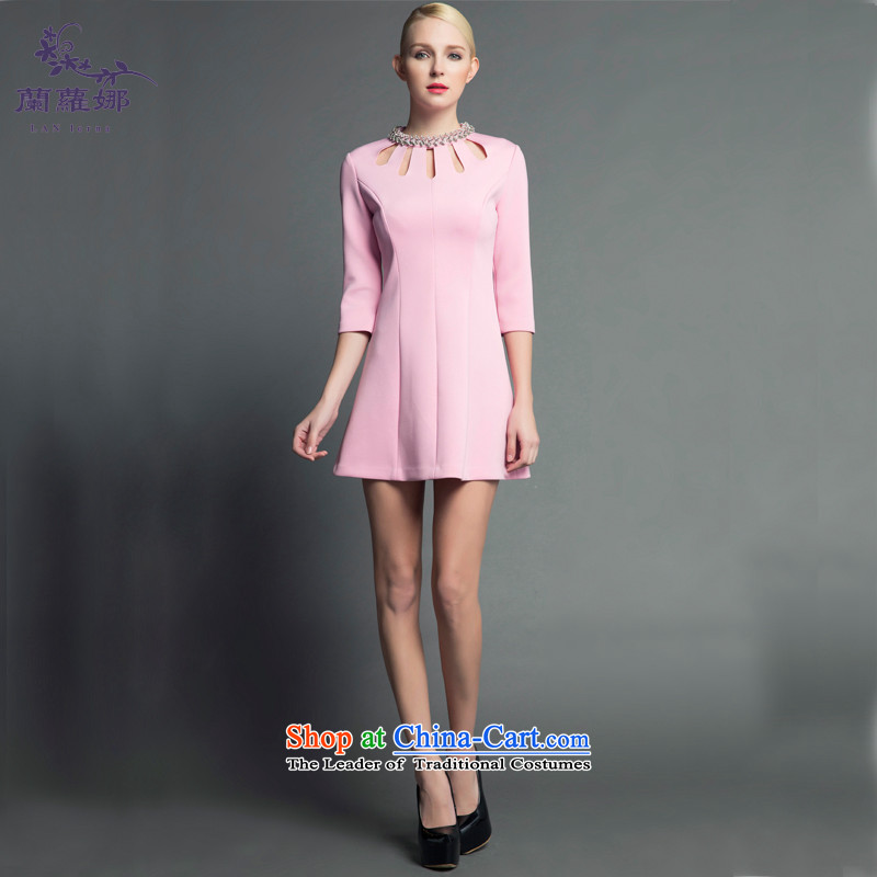 In the women's prey pink dresses dresses 2015 autumn and winter manually staple Pearl Diamond Engraving sexy 7 Annual Gala cuff bridesmaid pink L/165, Sau San video thin, the prey shopping on the Internet has been pressed.
